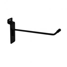 RETAIL DISPLAY FURNITURE - ACCESSORIES FOR SLATWALLS : Black hook for grooved panel 15 cm