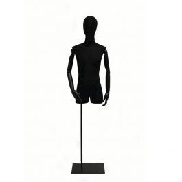 MALE MANNEQUIN BUST - VINTAGE BUST : Black male cloth bust with head