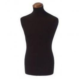 MALE MANNEQUIN BUST : Black male fabric bust brown top cap