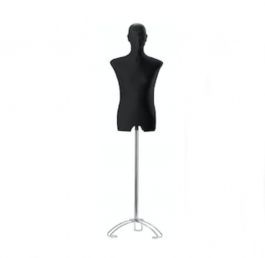 MALE MANNEQUIN BUST : Black male mannequin fabric bust