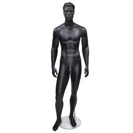 PROMOTIONS MALE MANNEQUINS : Black mat stylised with hair male mannequin