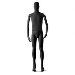 Vintage mannequins Black vintage fabric male mannequin with black wooden a Mannequins vitrine