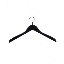 WHOLESALE HANGERS - WOODEN COAT HANGERS : 10 black wooden hanger 39 cm