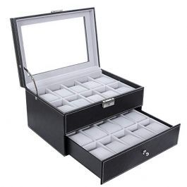 MATERIEL AGENCEMENT MAGASIN - PRéSENTOIRS ACCESSOIRES : Boîte de rangement pour montre en similicuir