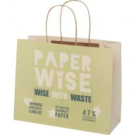 PACKAGING Y EMBALAJES PERSONALIZADOS - BOLSAS DE PAPEL PERSONALIZADAS : Bolsa de papel reciclado de 150g 31x12x25cm