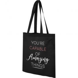 EQUIPO DE TIENDAS : Bolsas personalizadas de algodón negro - 140gr -38x42cm