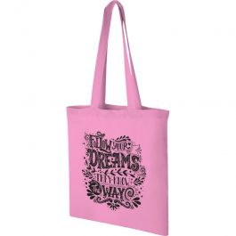 EQUIPO DE TIENDAS : Bolsas personalizadas de algodón rosa - 140gr - 38x42cm