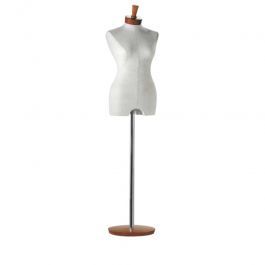 FEMALE MANNEQUIN BUST - TAILORED BUST : Bust woman in linen and wooden top cap