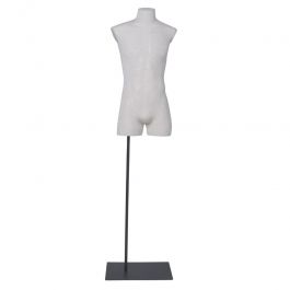 BUSTE MANNEQUIN HOMME : Buste couture homme toile lin avec base rectangle