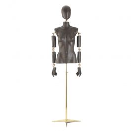 BUSTE MANNEQUIN HOMME : Buste de femme en papier mâché avec base dorée