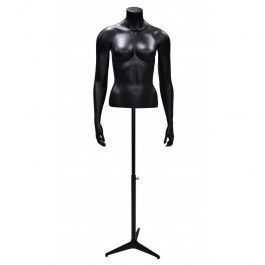 BUSTE MANNEQUIN FEMME : Buste femme avec bras et base tripod coloris noir