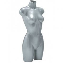 BUSTE MANNEQUIN FEMME : Buste femme en plastique effet gris metal