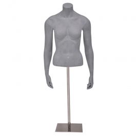 BUSTE MANNEQUIN FEMME - BUSTES : Buste femme gris ciment avec base metal