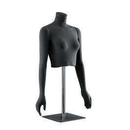 MANNEQUINS VITRINE FEMME - MANNEQUIN FLEXIBLE : Buste flexible femme noir avec tissu bi-elastique