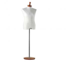 BUSTE MANNEQUIN HOMME - BUSTES COUTURE : Buste homme en lin avec tenon en bois