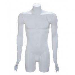 BUSTE MANNEQUIN HOMME - TORSO MANNEQUIN : Buste homme plastique blanc aveec bras pch2110-01