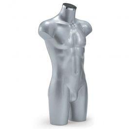 BUSTE MANNEQUIN HOMME - TORSO MANNEQUIN : Buste homme platique gris avec depart jambe