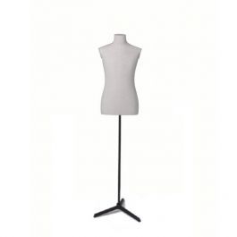 BUSTE MANNEQUIN HOMME : Buste homme tissu sur base trépied