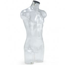 BUSTE MANNEQUIN HOMME - TORSO MANNEQUIN : Buste homme en plastique transparent