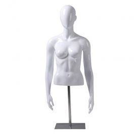 BUSTE MANNEQUIN FEMME : Buste mannequin femme avec tête blanc brillant