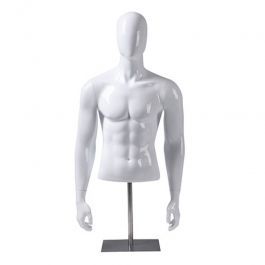 Bustes Buste mannequin homme avec tête blanc brillant Bust shopping