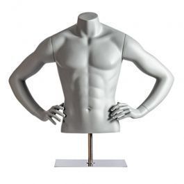 NOUVEAUT&Eacute; : Buste mannequin homme sport gris avec mains sur hanches