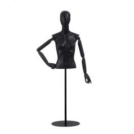 BUSTE MANNEQUIN FEMME : Buste mannequin vitrine femme avec tête et base metal