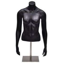 BUSTE MANNEQUIN FEMME - BUSTES TORSOS SPORT : Buste noir femme avec base metal