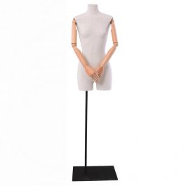 Bustes couture femme Buste tissu femme en lin avec bras en bois base métal Bust shopping