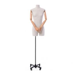 BUSTE MANNEQUIN FEMME - BUSTES COUTURE FEMME : Buste tissu femme sur base à roulettes