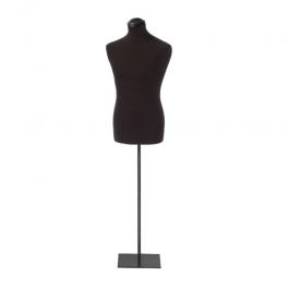 BUSTE MANNEQUIN HOMME : Buste tissu homme avec base noire rectangulaire