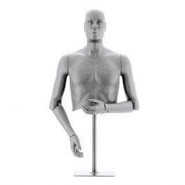 MANIQUIES HOMBRE - MANIQUI FLEXIBLE : Busto flexible senor gris con cabeza