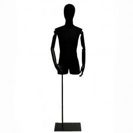 Busto sartoriale Busto uomo in tessuto nero, braccia in legno nero Bust shopping