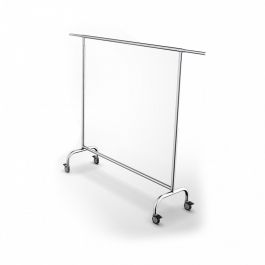 CLOTHES RAILS - HANGING RAILS WITH WHEELS : Chromed clothing rails for store with wheels 150cm x 22