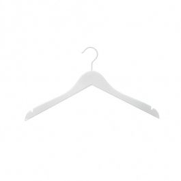 WHOLESALE HANGERS - WOODEN COAT HANGERS : 25 classic hanger wood white color with hook 39 cm