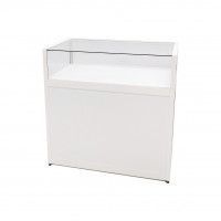 COUNTERS DISPLAY & GONDOLAS - MODERN COUNTER DISPLAY : Classic white counter with 100 cm window