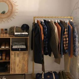 Clothing rail straight Clothing rail gold finish - 120cm x height 155cm Portants shopping