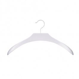 WHOLESALE HANGERS - WOODEN COAT HANGERS : 10 coated hanger in wood white color 44 cm