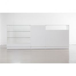 COMPTOIRS MAGASIN - COMPTOIRS MODERNE : Comptoir blanc de 260 cm