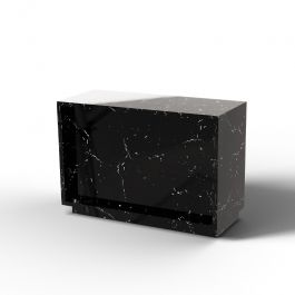 COMPTOIRS MAGASIN - COMPTOIRS MODERNE : Comptoir effet marbre brillant l143cm x l100cm x h60cm