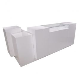 COMPTOIRS MAGASIN - COMPTOIRS MODERNE : Comptoir magasin blanc brillant  280 cm
