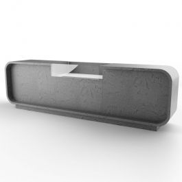 AGENCEMENT MAGASIN : Comptoir moderne finition gris brillant 310cm