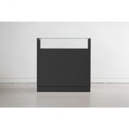 COMPTOIRS MAGASIN : Comptoir noir avec vitrine en verre 100 cm