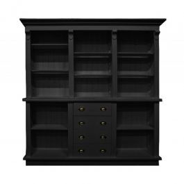 COMPTOIRS MAGASIN : Comptoir noir de 200 cm de large avec armoire à tiroirs