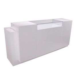 COMPTOIRS MAGASIN - COMPTOIRS MODERNE : Comptoir pour magasin blanc brillant 230cm