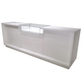 JUST ARRIVED : White glossy store counter 278 cm