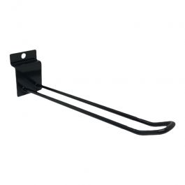 MATERIEL AGENCEMENT MAGASIN - ACCESSOIRES POUR PANNEAUX RAINURéS : Crochet noir 20cm