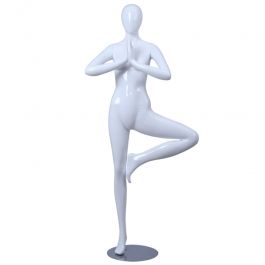 DAMEN SCHAUFENSTERFIGUREN - SCHAUFENSTERFIGUREN SPORT : Damen schaufensterfiguren yoga weiss glossy