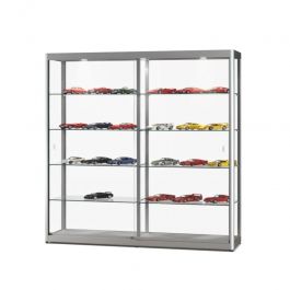 Standing display cabinet Double column window in silver 150 cm Mobilier shopping