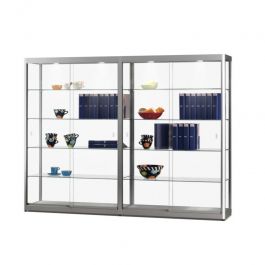 RETAIL DISPLAY CABINET - SHOWCASES WITH LIGHTING : Double window glass column soaked silver